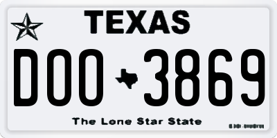 TX license plate DOO3869