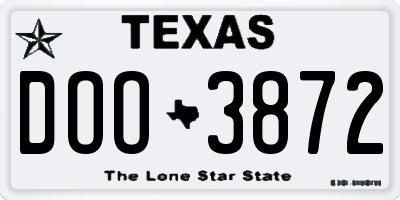 TX license plate DOO3872