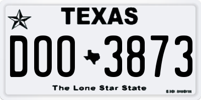 TX license plate DOO3873