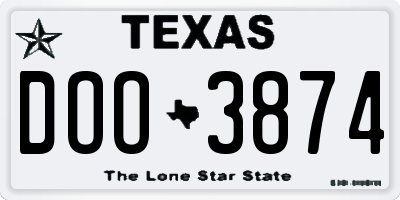 TX license plate DOO3874