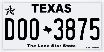 TX license plate DOO3875
