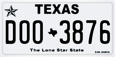 TX license plate DOO3876