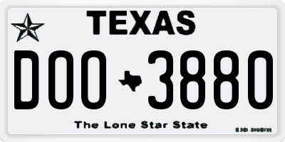 TX license plate DOO3880