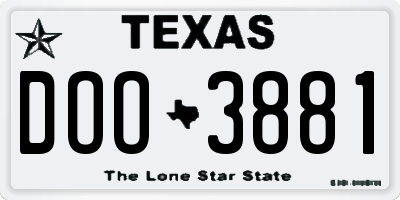 TX license plate DOO3881