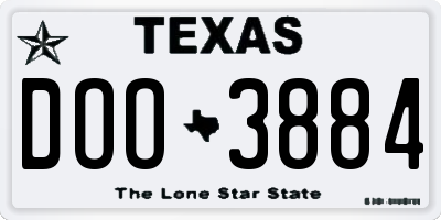 TX license plate DOO3884