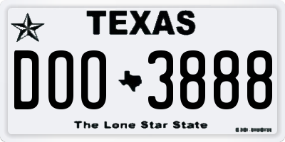 TX license plate DOO3888