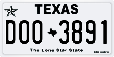TX license plate DOO3891