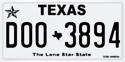 TX license plate DOO3894