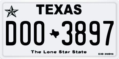 TX license plate DOO3897