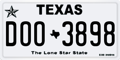 TX license plate DOO3898