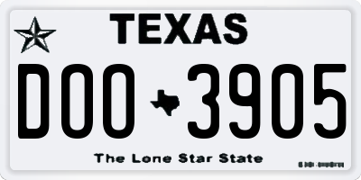 TX license plate DOO3905