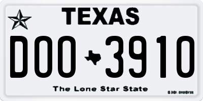 TX license plate DOO3910