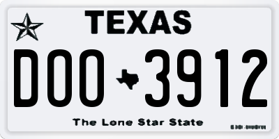 TX license plate DOO3912