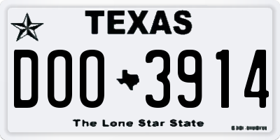 TX license plate DOO3914