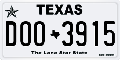 TX license plate DOO3915