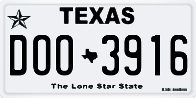 TX license plate DOO3916