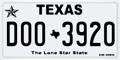 TX license plate DOO3920