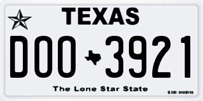 TX license plate DOO3921