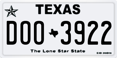 TX license plate DOO3922