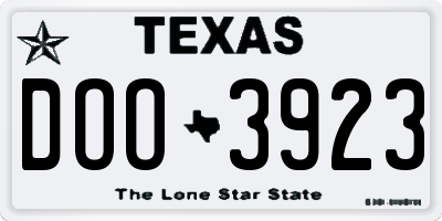 TX license plate DOO3923