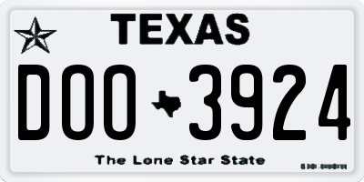 TX license plate DOO3924