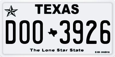 TX license plate DOO3926