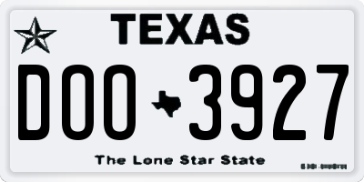 TX license plate DOO3927