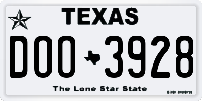 TX license plate DOO3928