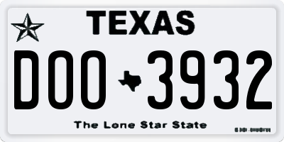 TX license plate DOO3932