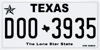 TX license plate DOO3935
