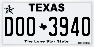 TX license plate DOO3940