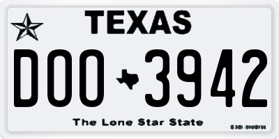 TX license plate DOO3942