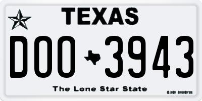 TX license plate DOO3943