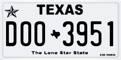 TX license plate DOO3951