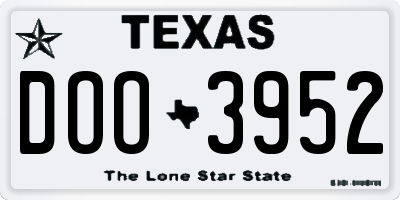 TX license plate DOO3952