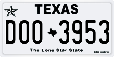 TX license plate DOO3953