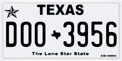 TX license plate DOO3956
