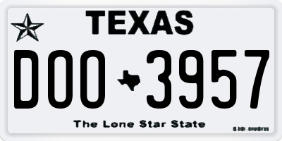 TX license plate DOO3957