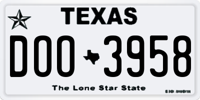 TX license plate DOO3958