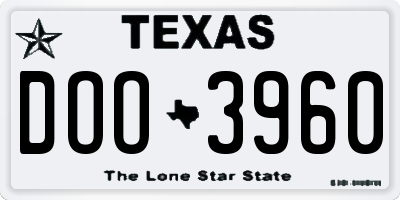 TX license plate DOO3960