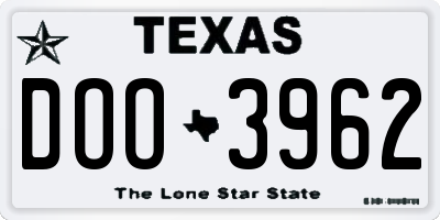 TX license plate DOO3962