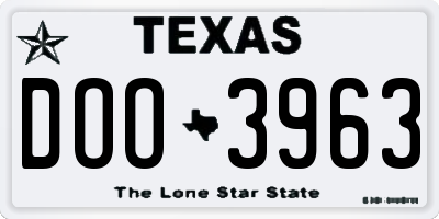 TX license plate DOO3963