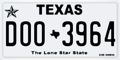 TX license plate DOO3964