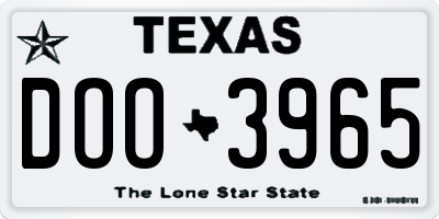 TX license plate DOO3965