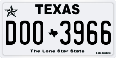 TX license plate DOO3966