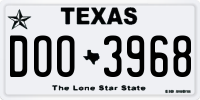 TX license plate DOO3968