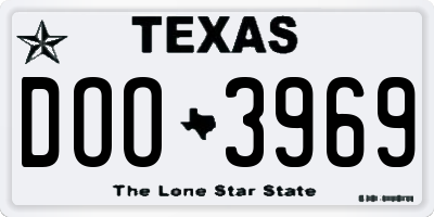 TX license plate DOO3969