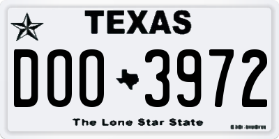 TX license plate DOO3972
