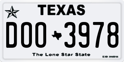 TX license plate DOO3978