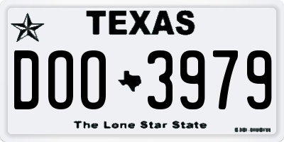 TX license plate DOO3979